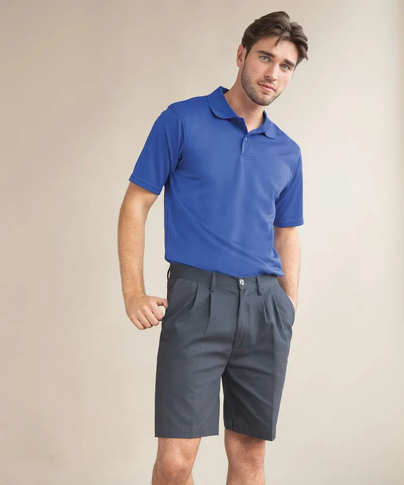 Henbury Mens Teflon Coated Double Pleat Front Chino Shorts