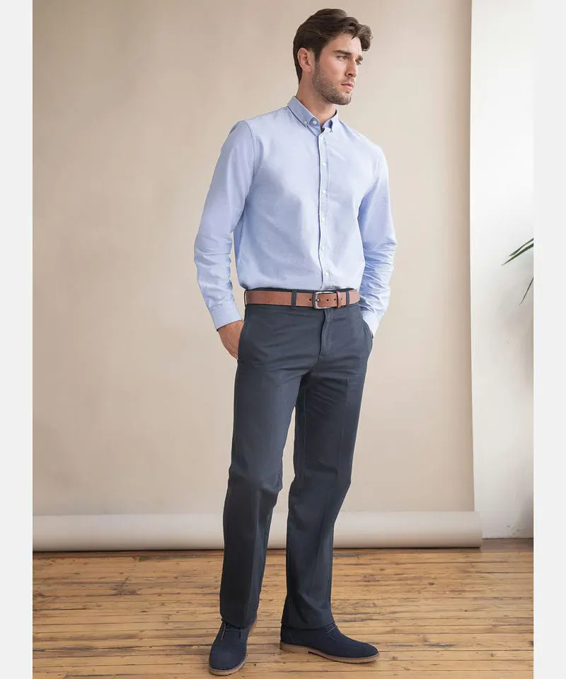 Henbury Mens Teflon Coated Flat Front Chino