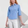 Russell Collection Womens ¾ Sleeve Polycotton Easycare Fitted Poplin Shirt