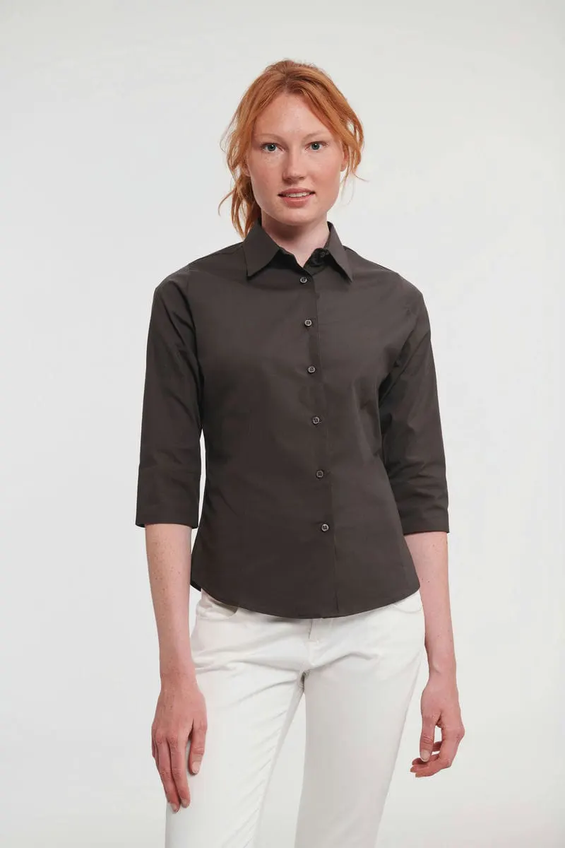 Russell Collection Womens ¾ Sleeve Easycare Fitted Shirt