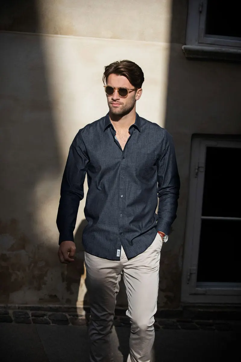 Nimbus Mens Torrance Modern Fit Raw And Stylish Denim Shirt