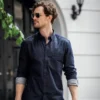 Nimbus Mens Torrance Slim Fit Raw And Stylish Denim Shirt