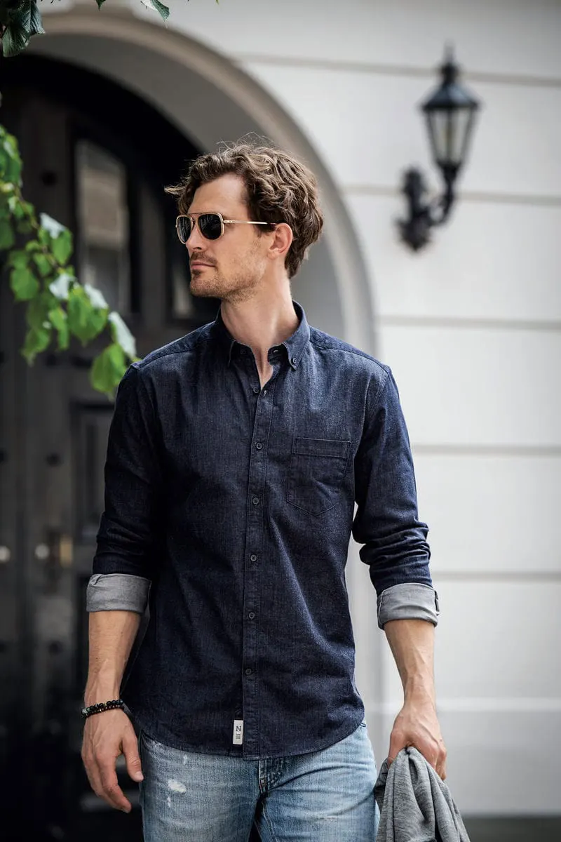 Nimbus Mens Torrance Slim Fit Raw And Stylish Denim Shirt