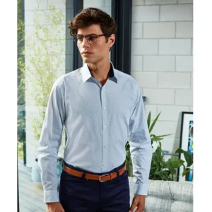 Premier Mens Denim Pindot Long Sleeve Shirt