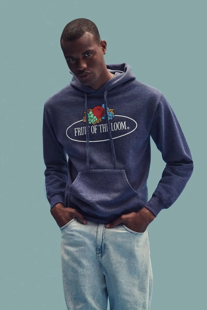 Fruit Of The Loom Vintage Collection Mens Vintage Hooded Sweatshirt Large Logo Print