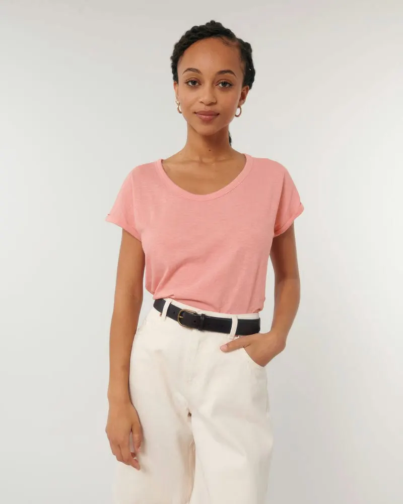 Stanley And Stella Womens Rounders Slub Rolled Sleeve Slub T Shirt Sttw112