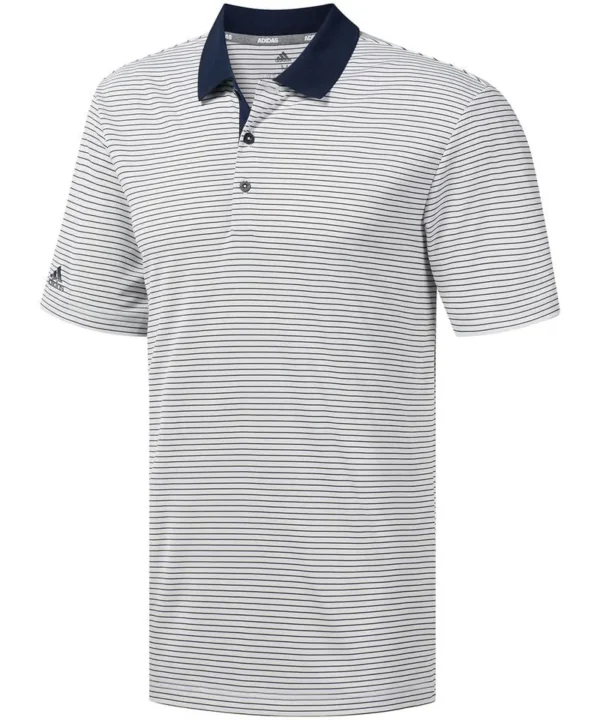 Adidas Mens 2 Colour Stripe Polo In White And Navy