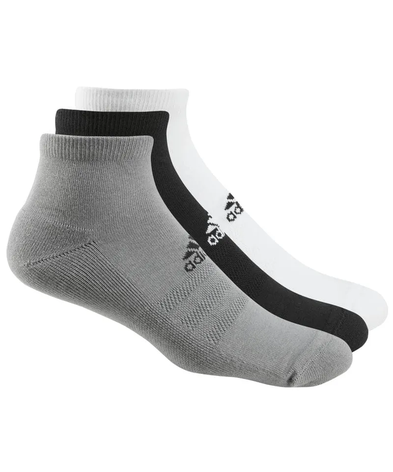 Adidas Mens Adidas 3 Pack Golf Ankle Socks In Black And White And Grey