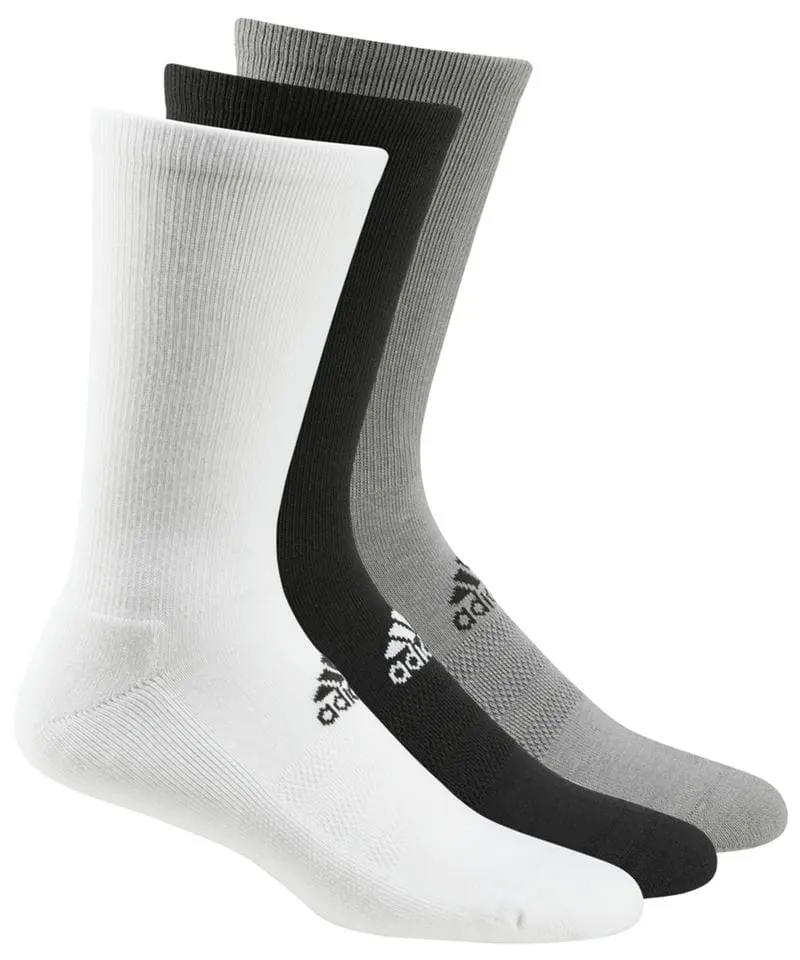 Adidas Mens Adidas 3 Pack Golf Crew Socks In Black And White And Grey