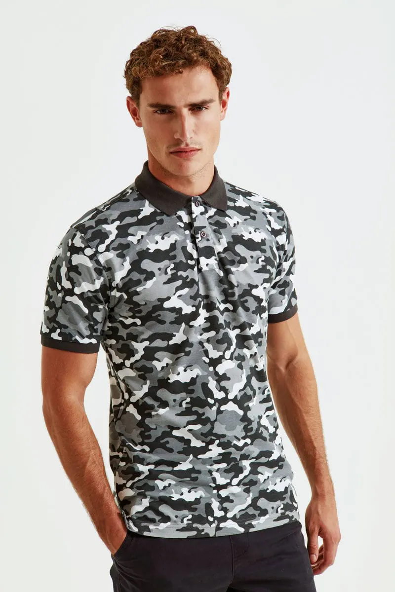 Asquith & Fox Mens Camo Pique Polo