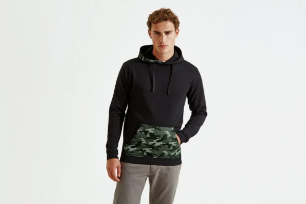 Asquith & Fox Mens Camo Trimmed Hoodie