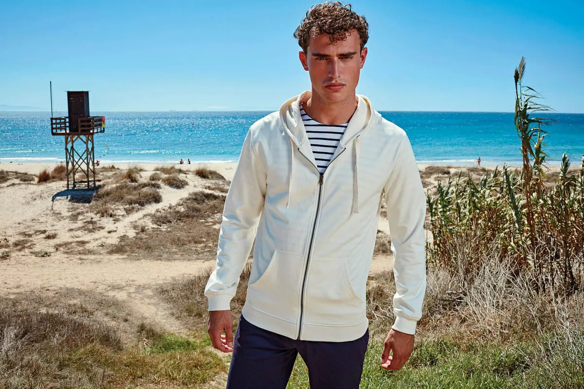 Asquith & Fox Mens Coastal Vintage Wash Loop Back Zip Through Hoodie