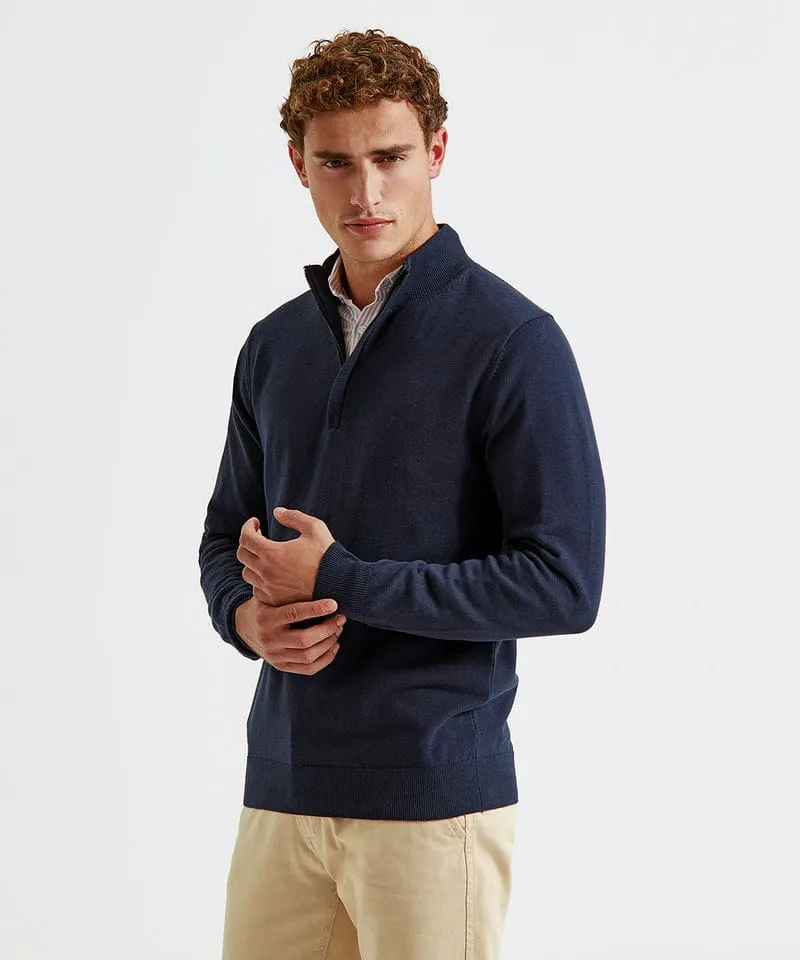 Asquith & Fox Mens Cotton Blend ¼ Zip Sweater