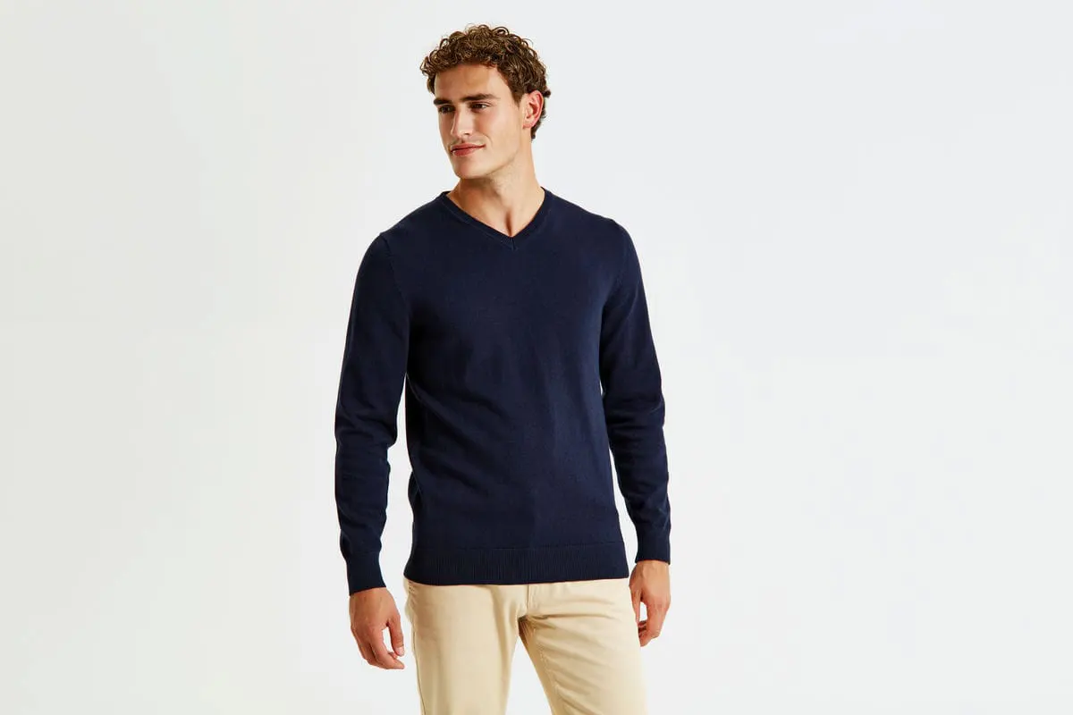 Asquith & Fox Mens Cotton Blend V Neck Sweater