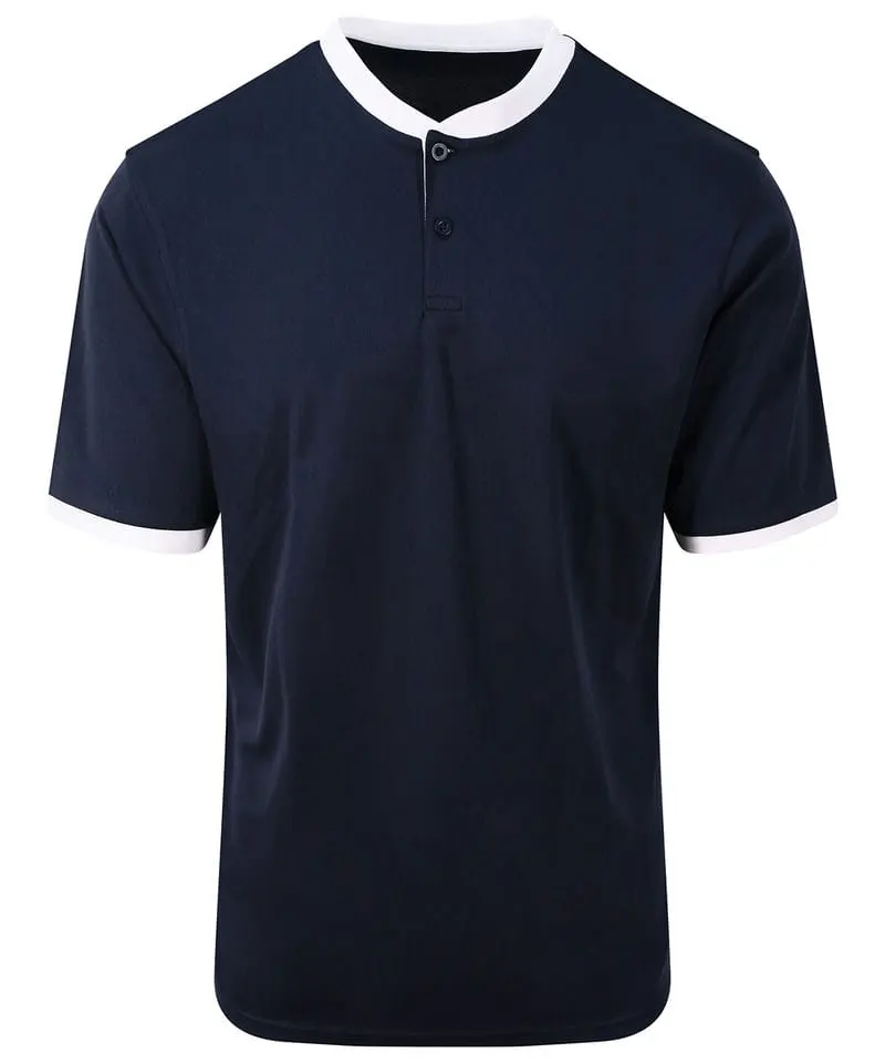 Awdis Just Cool Mens Cool Stand Collar Sports Polo In French Navy And Arctic White