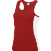 Awdis Just Cool Womens Cool Contrast Vest In Fire Red And Arctic White