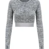Awdis Just Cool Womens Long Sleeve Crop Tee In Grey Melange