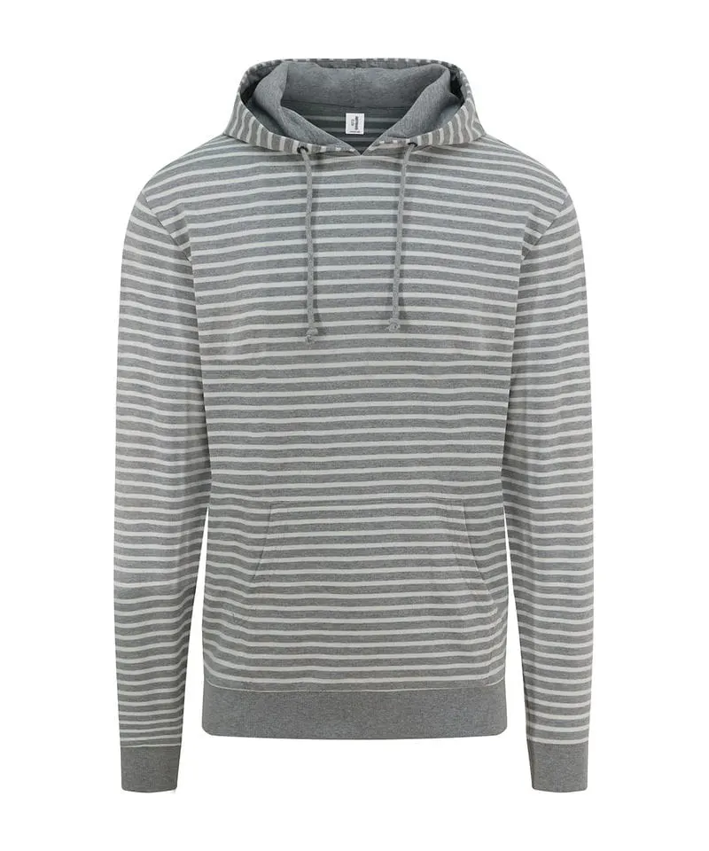 Awdis Just Hoods Mens Nautical Stripe Hoodie In Heather Grey Stripe