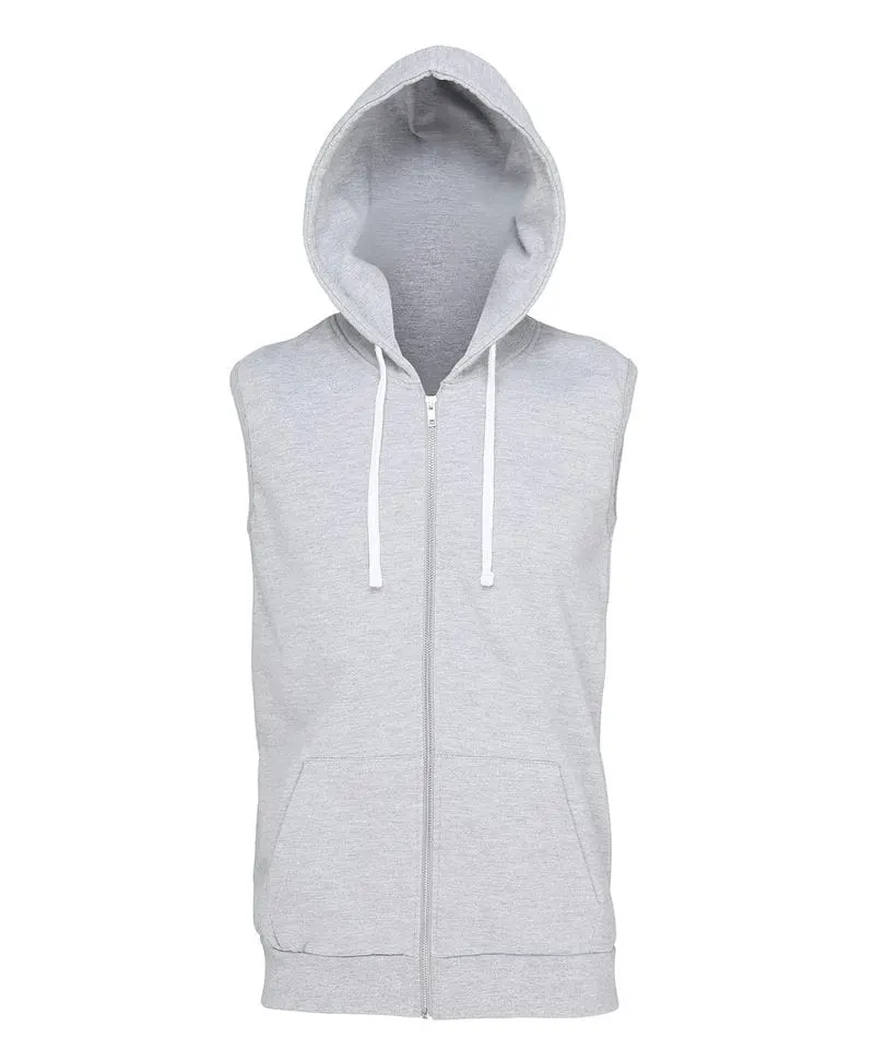 Awdis Just Hoods Mens Sleeveless Zoodie In Heather Grey