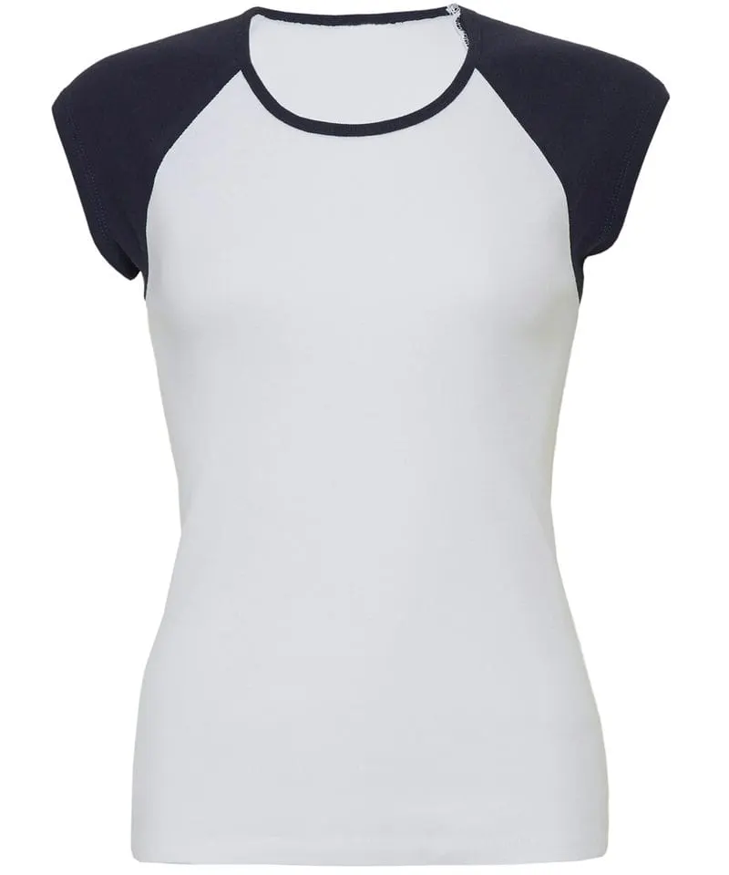 Bella Canvas Baby Rib Cap Sleeve Contrast Raglan T Shirt