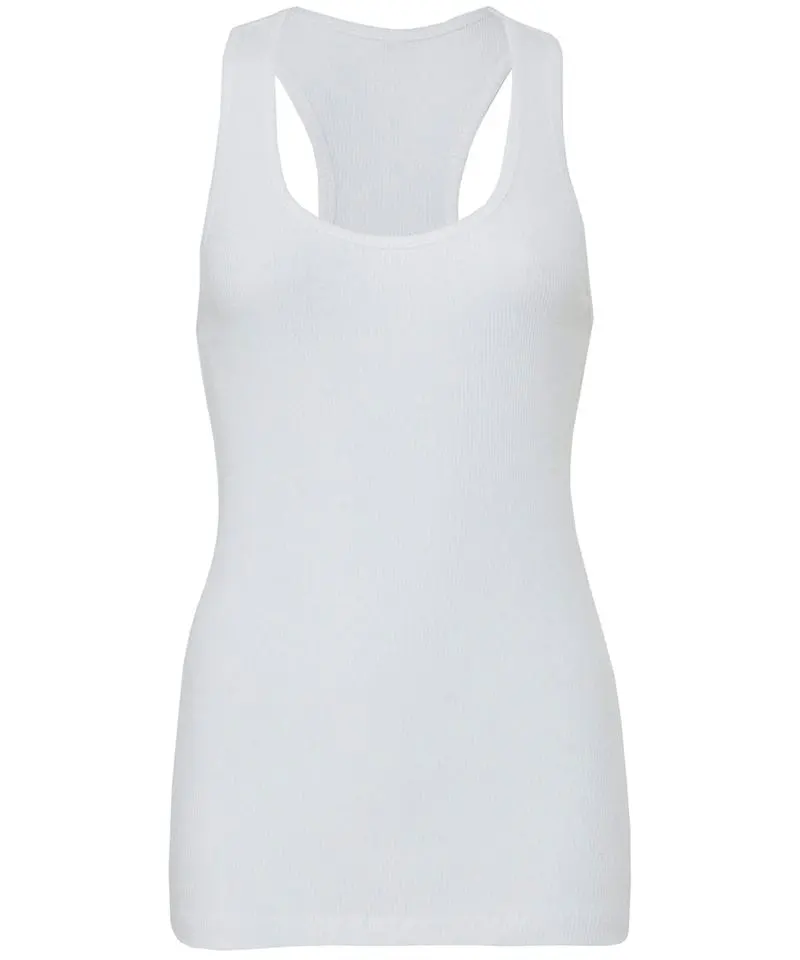 Bella Canvas Womens 2X1 Rib Racerback Longer Length Tank Top
