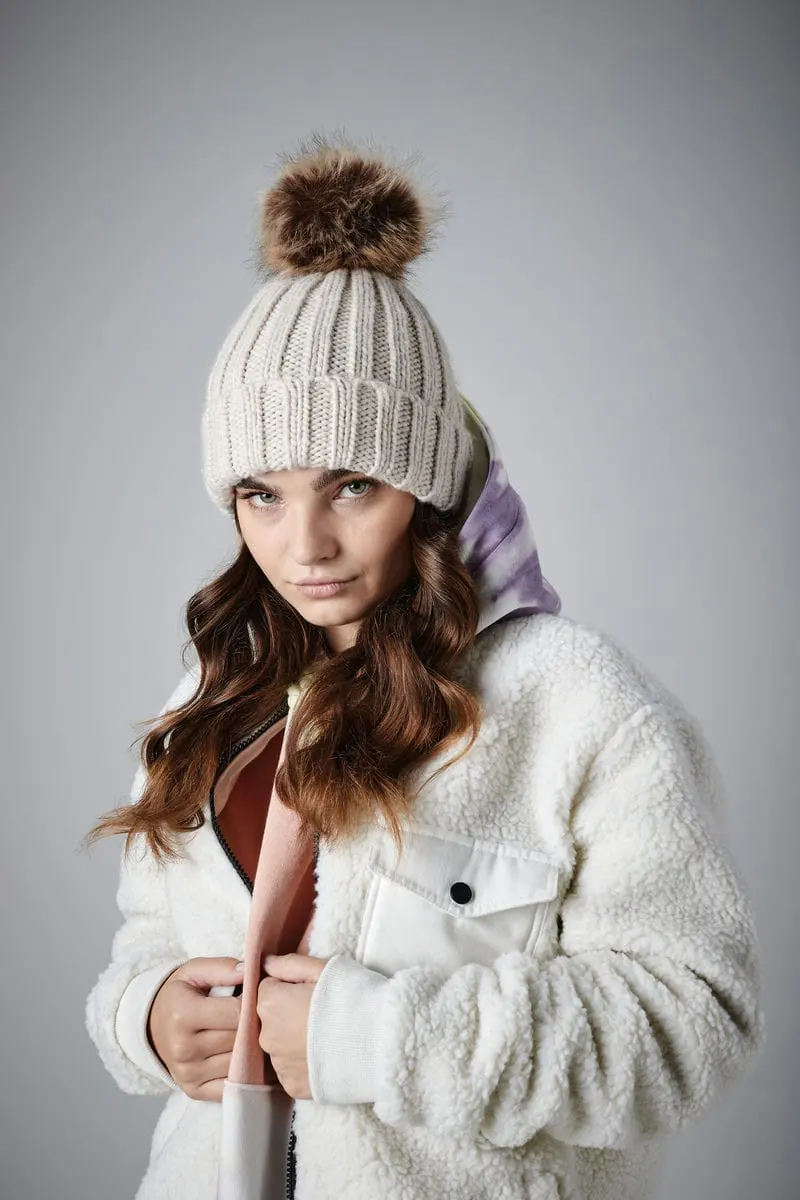 Beechfield Fur Pop Pom Chunky Beanie