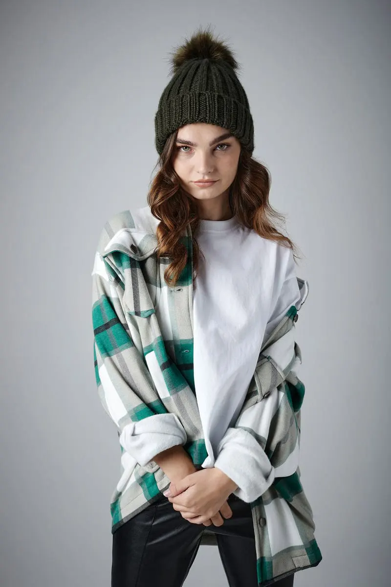 Beechfield Verbier Fur Pop Pom Chunky Beanie