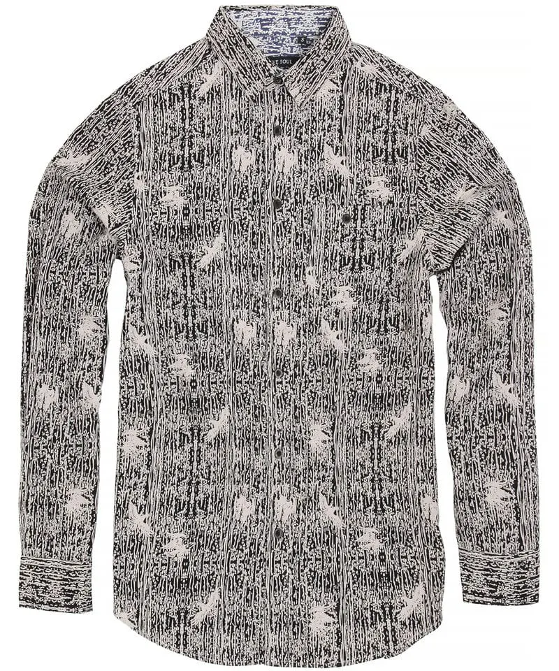 Last Chance To Buy Mens Brave Soul Idris Long Sleeve Full Printed Shirt