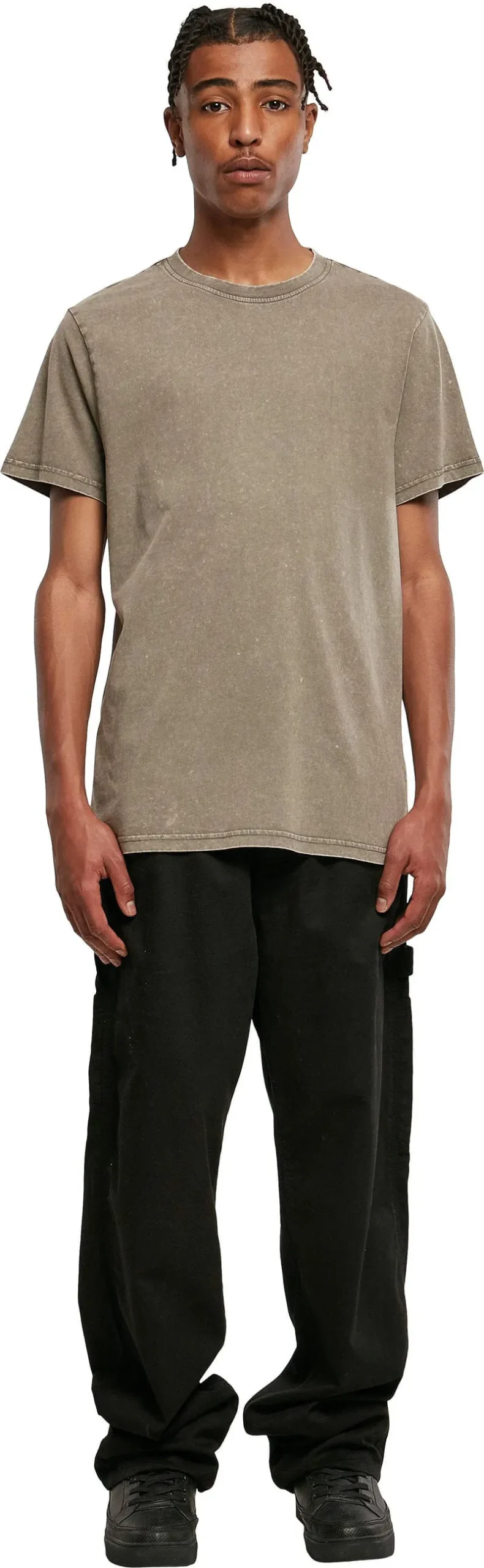 Build Your Brand Mens Acid Washed Round Neck Tee