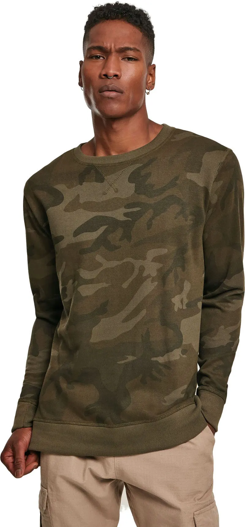 Build Your Brand Mens Camo Crew Neck
