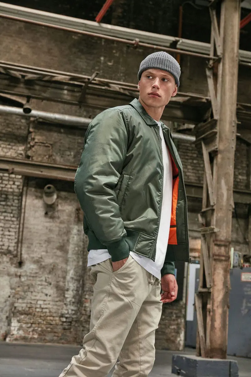Build Your Brand Mens Collar Bomber Jacket