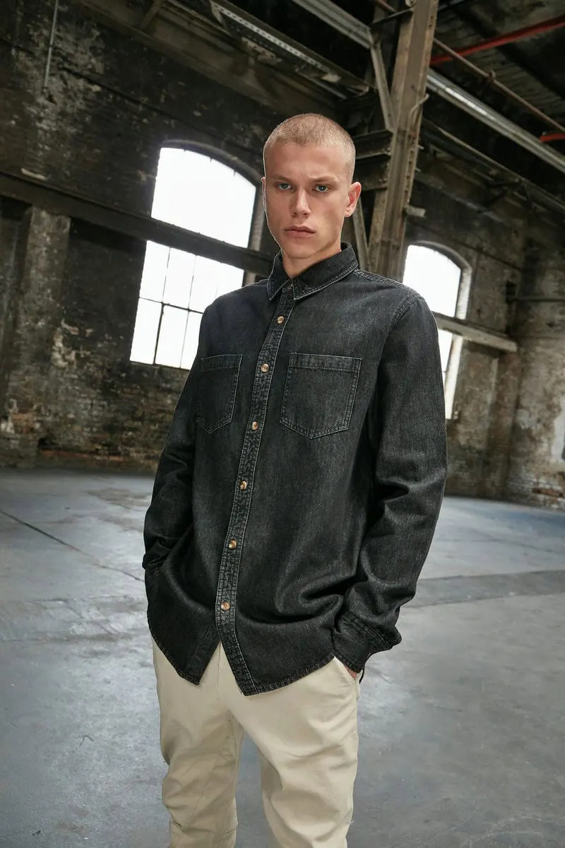 Build Your Brand Mens Denim Shirt
