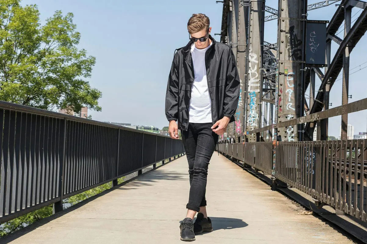 Build Your Brand Mens Nylon Windbreaker