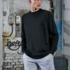 Build Your Brand Mens Organic Long Sleeve With Cuff Rib
