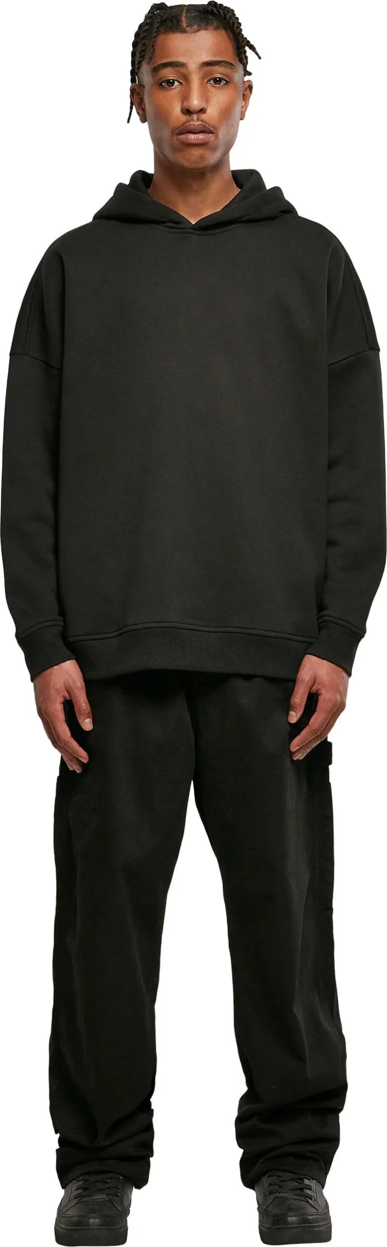 Build Your Brand Mens Oversized Cut On Sleeve Hoodie