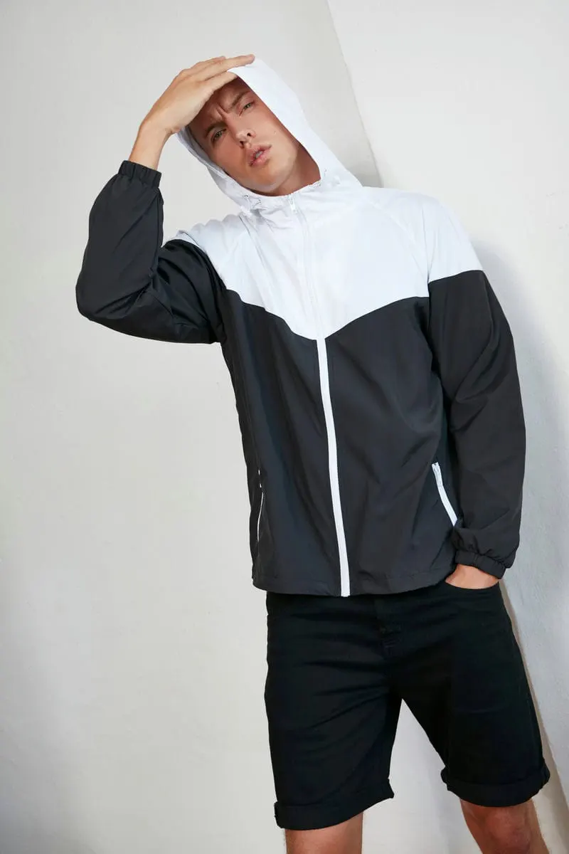 Build Your Brand Mens Two Tone Tech Windrunner Jacket