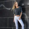 Build Your Brand Womens Acid Washed Cropped Tee