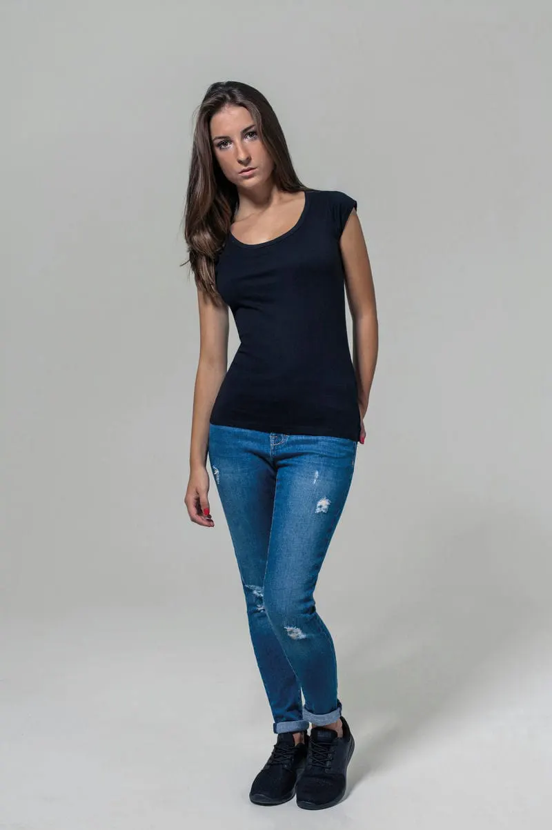 Build Your Brand Womens Back Cut Tee