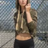 Build Your Brand Womens Camo Cropped Hoodie