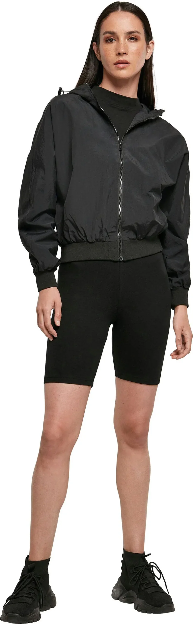 Build Your Brand Womens Crinkle Batwing Jacket