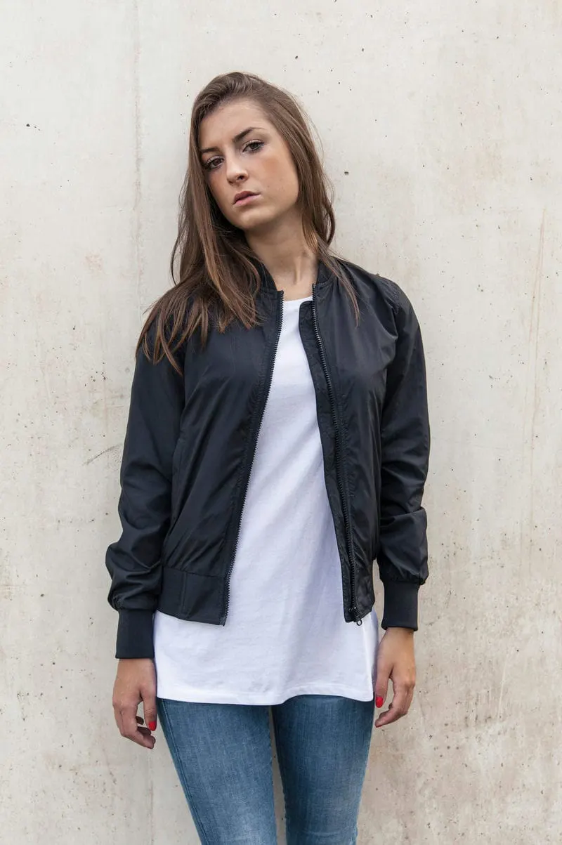 Build Your Brand Womens Nylon Bomber Jacket