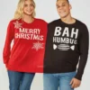 The Christmas Shop Adults Double Merry Christmas And Bah Humbug Christmas Jumper