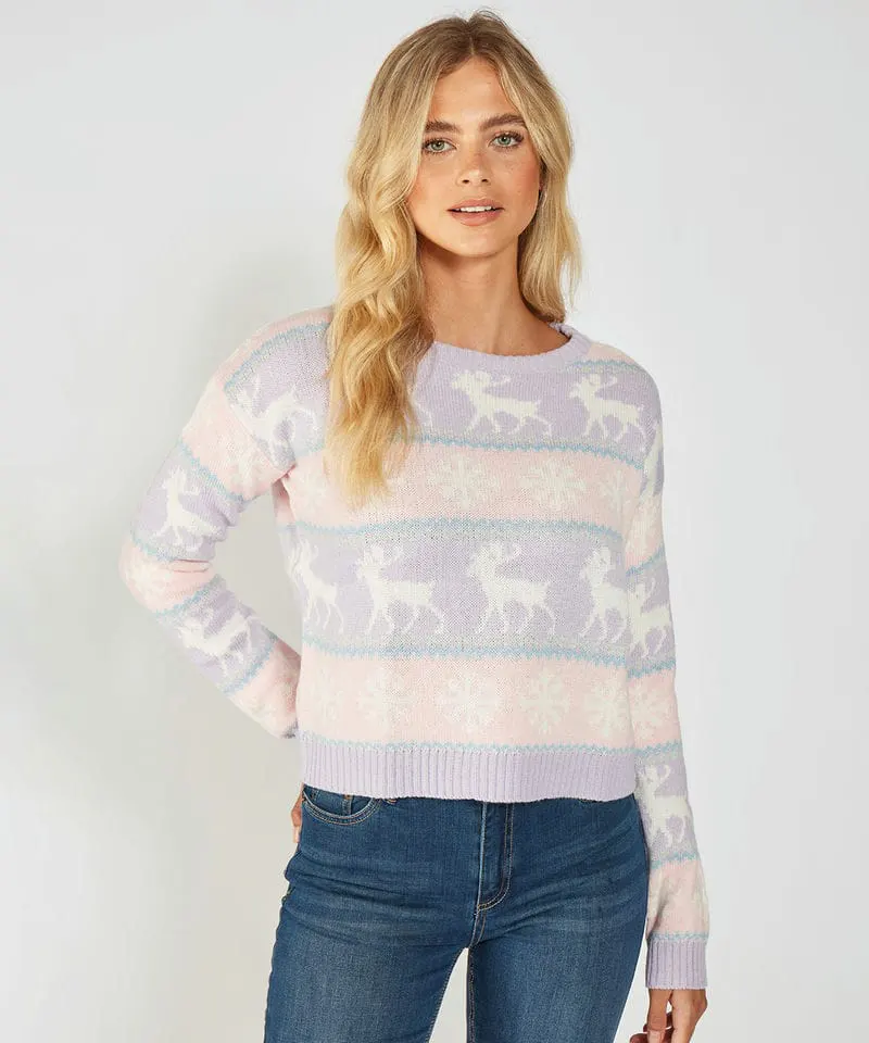 The Christmas Shop Womens Boxy Nordic Jumper