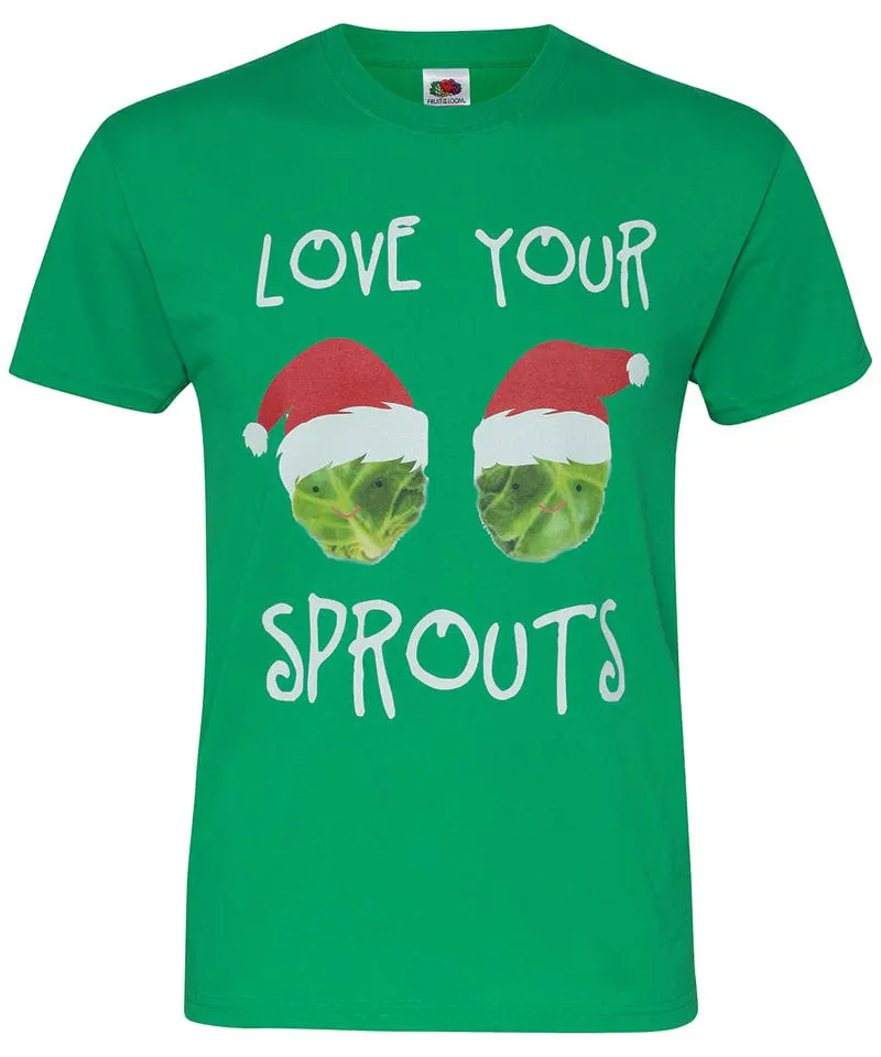 The Christmas Shop Mens Mens "Love Your Sprouts" Short Sleeve Tee