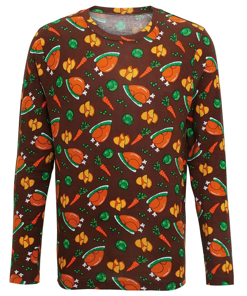 The Christmas Shop Womens Long Sleeve Tee With Christmas Dinner Print