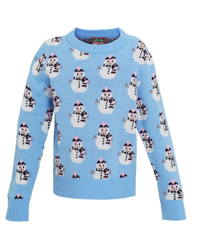 The Christmas Shop Girls Snowman Knitted Jumper