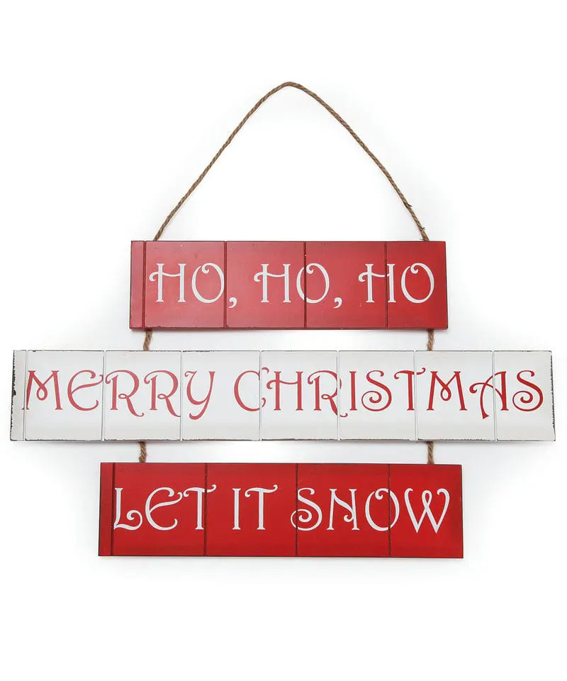 The Christmas Shop Ho Ho Ho And Merry Christmas And Let It Snow Triple Hanging Sign