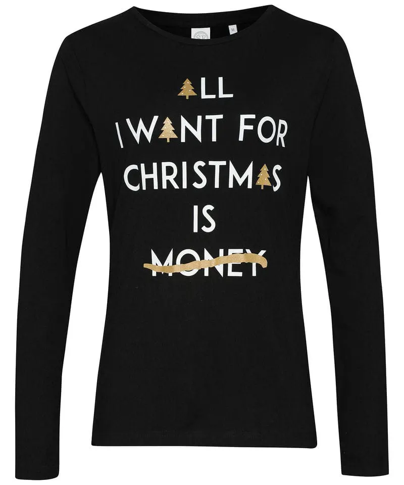 The Christmas Shop Personalisable "All I Want…" Womens Long Sleeve Tee