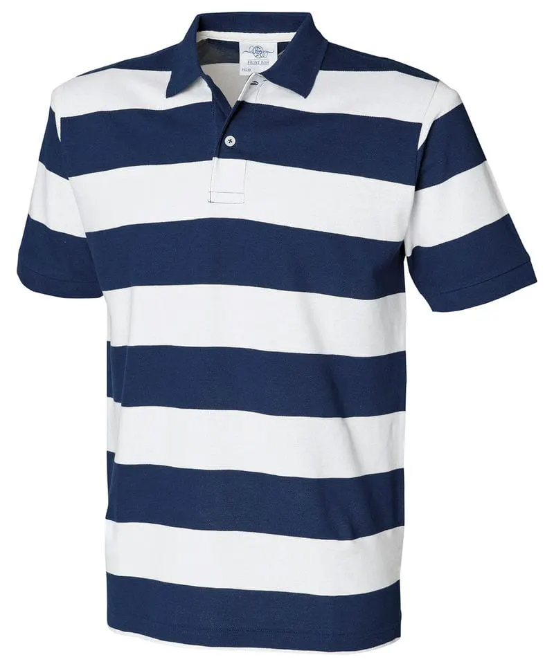Front Row Mens Striped Pique Polo Shirt