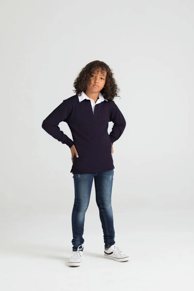 Front Row Unisex Kids Long Sleeve Plain Rugby Shirt